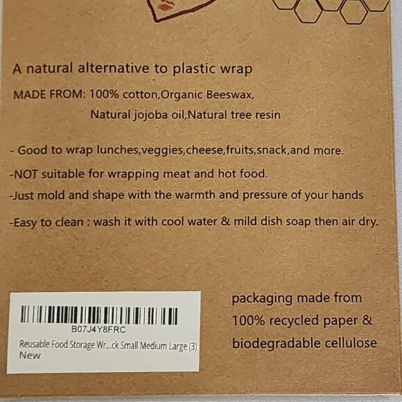NWT 9 Bee’s Wrap Resuable Bee’s Wax food wraps. - Picture 7 of 7